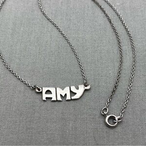 Vintage “AMY” Name Necklace Doskow Sterling Silver Nameplate Necklace